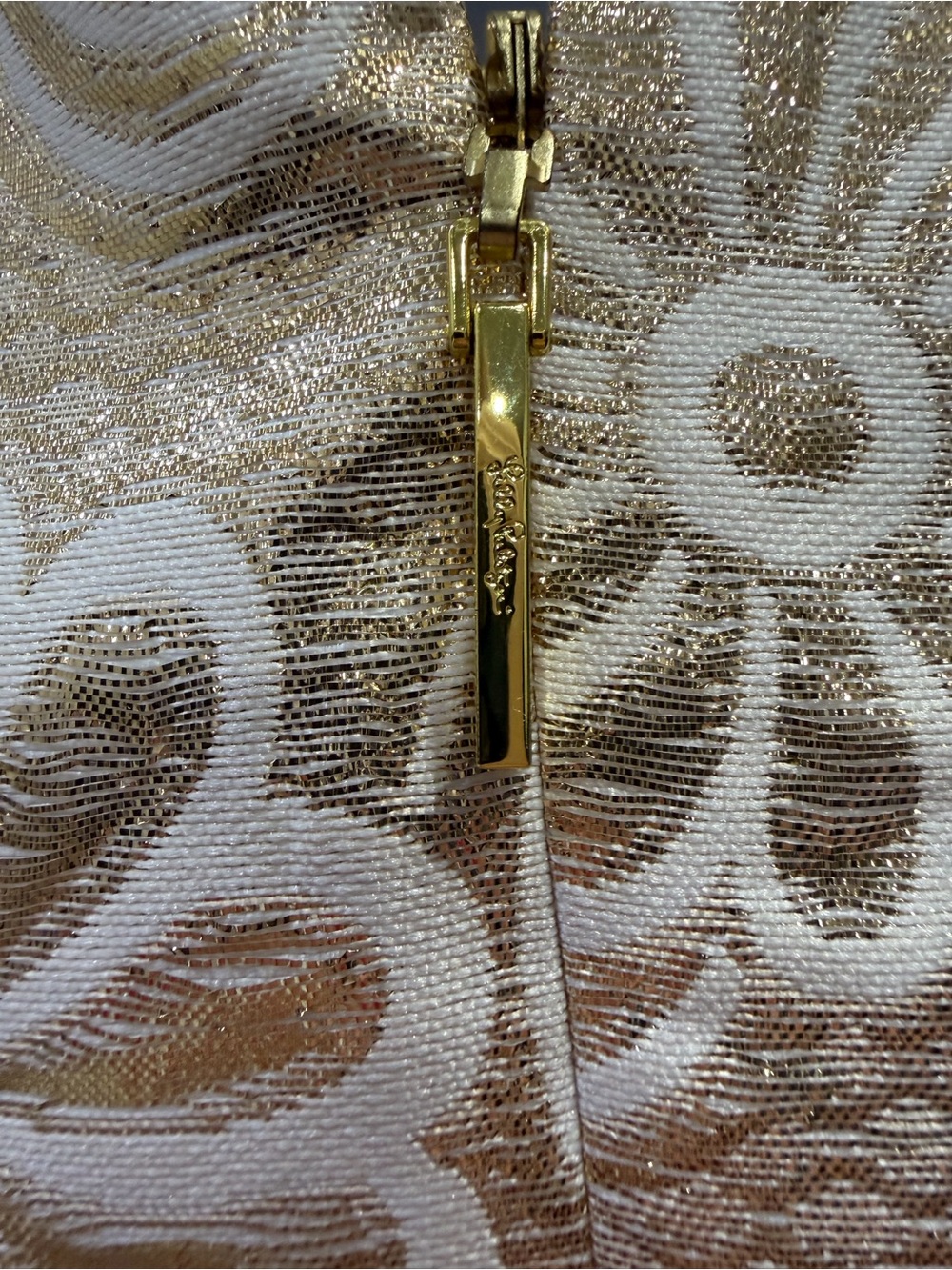 Lilly Pulitzer 🆕  Gold Metallic Elsie Dress Flower Pique Jacquard Size 0 - Picture 7 of 16